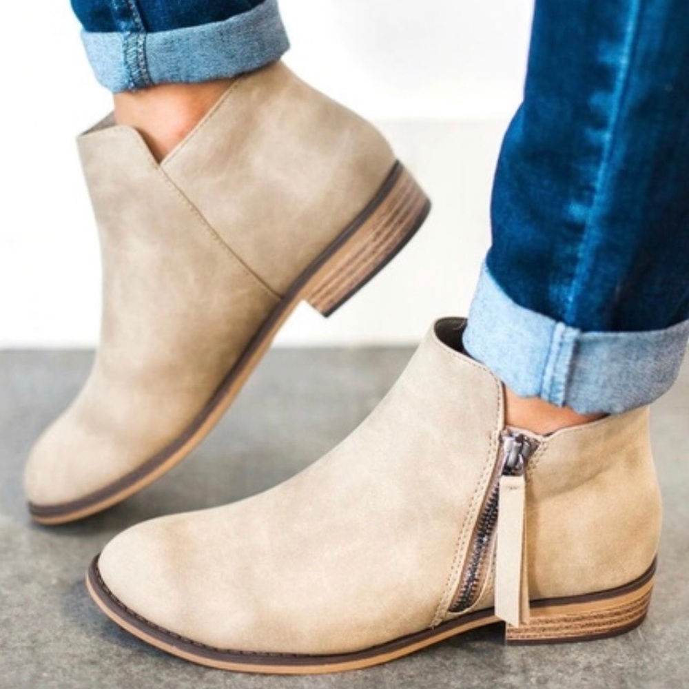 NEVER WORN new leather suede booties.
